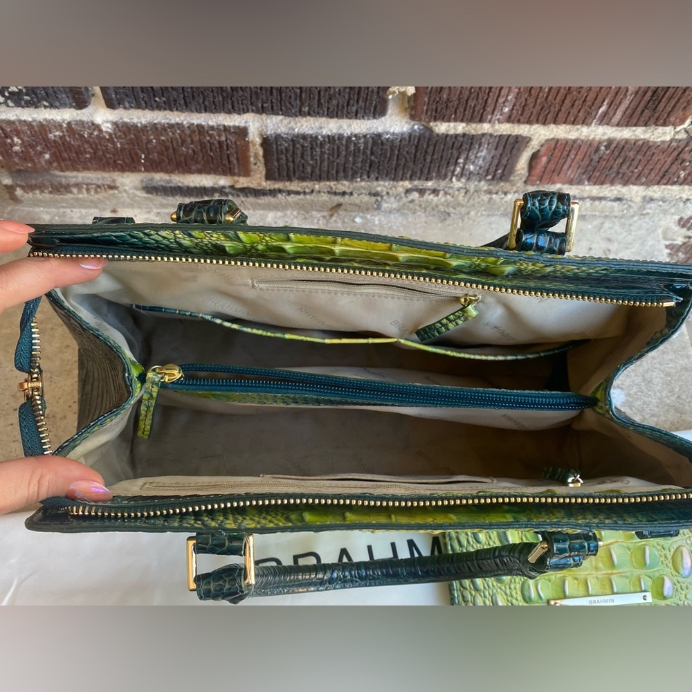 Brahmin Zesty Green Ombré Melbourne Small Finley bag + matching Ady Wallet - Picture 3 of 5